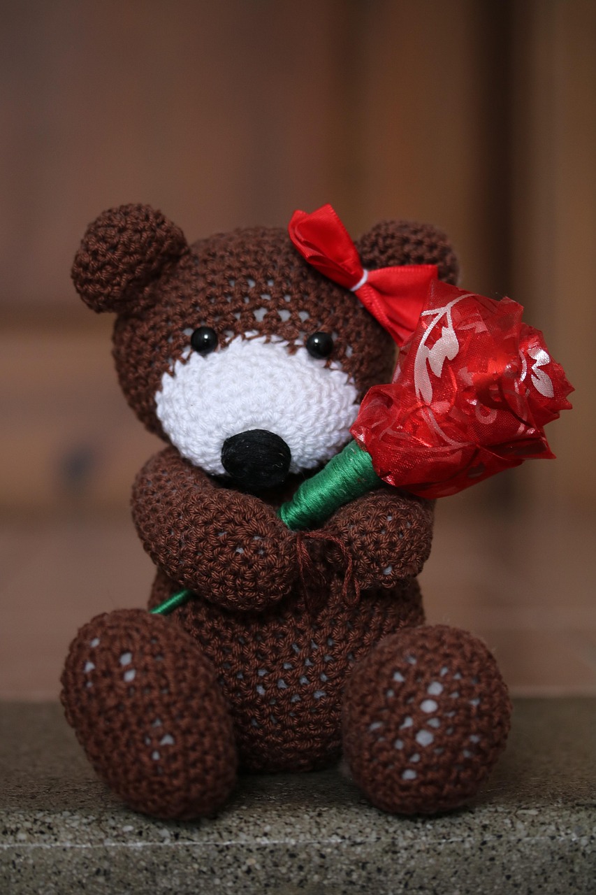 teddy bear, crochet, cute, toy