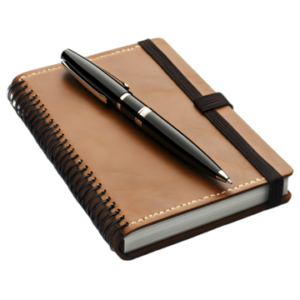 pngtree elegant leather notebook with black pen on top png image 15263144.png